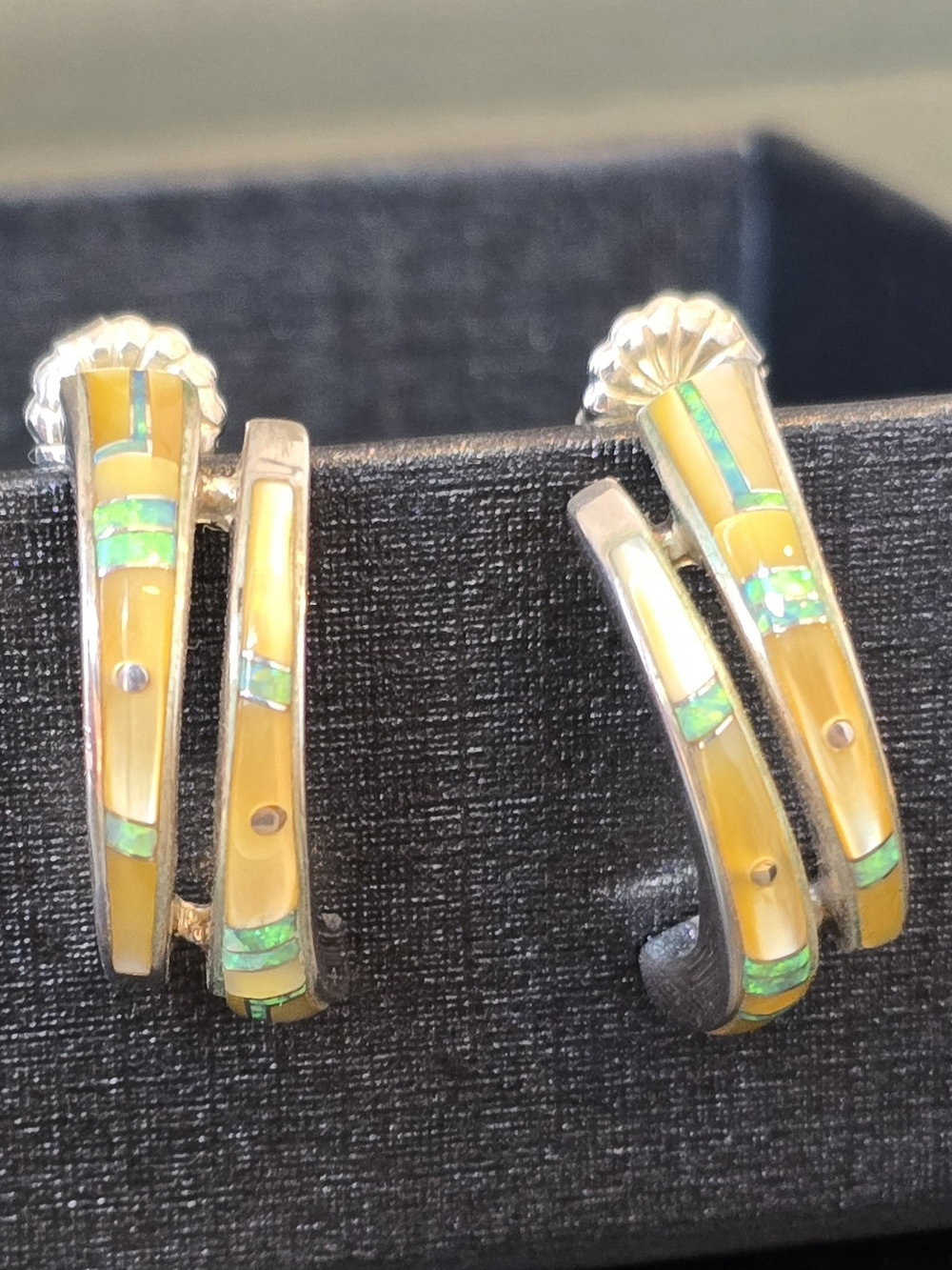 Yellow Opal Inlay Hoop Earrings - Brand